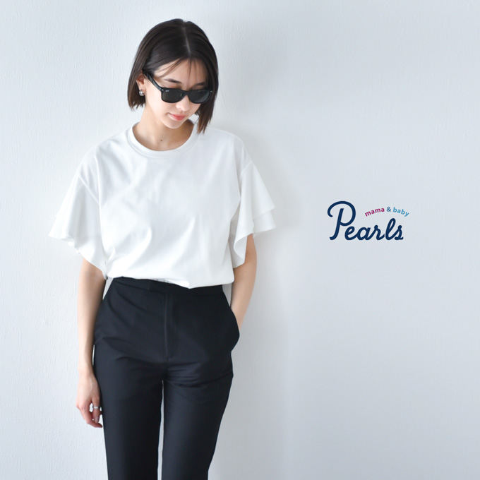 Pearls パールズ 日本製 授乳服 デザイン袖 ボリュームスリーブ 袖コンシャス 半袖 夏 マタニティ トップス