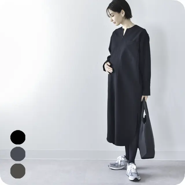 授乳服 マタニティ お宮参り ワンピース フォーマル ロング 長袖 シャツ 入学式  Pearls パールズ