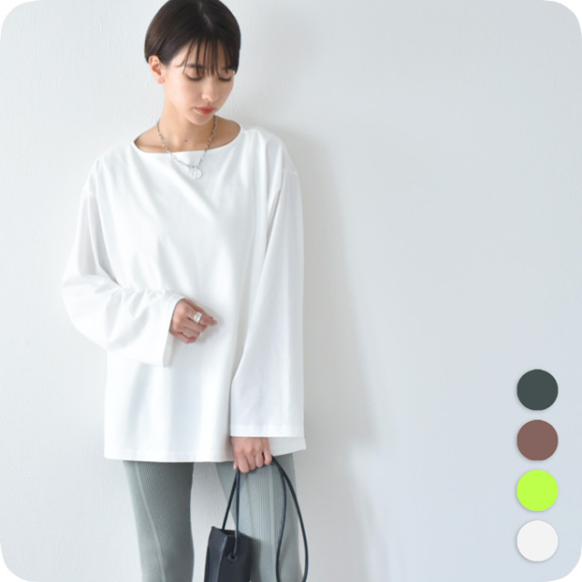 日本製 授乳服 トップス 長袖 マタニティ ロンT ボートネック 授乳口付き Pearls パールズ