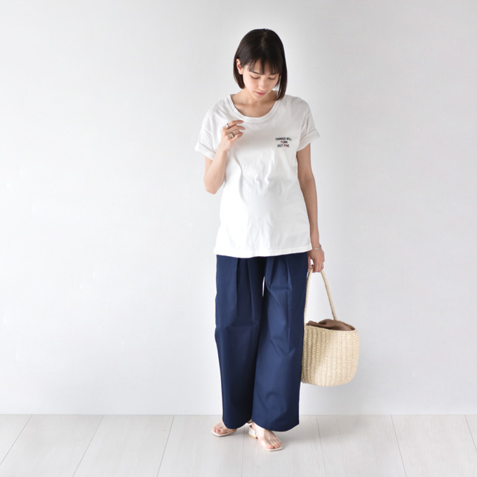 マタニティ通販パールズ 日本製のオシャレなチノワイドパンツ